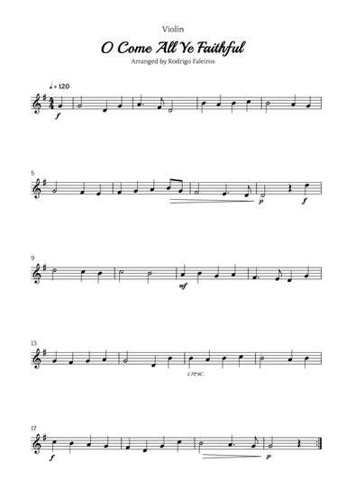 O Come All Ye Faithful (for violin solo)