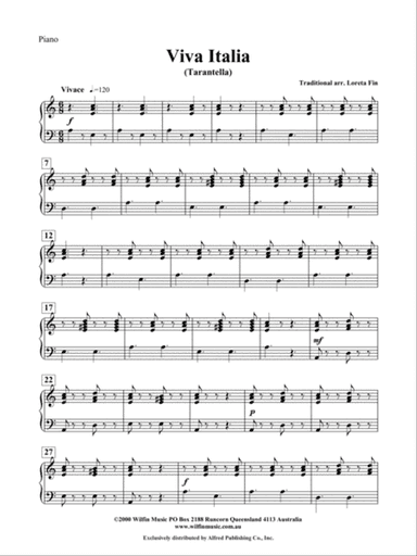 Viva Italia (Tarentella): Piano Accompaniment
