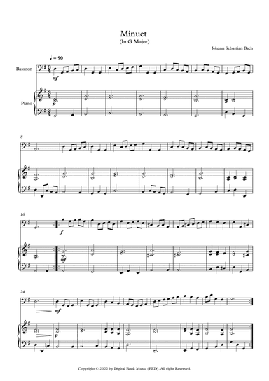 Minuet (In G Major) - Johann Sebastian Bach (Bassoon + Piano)