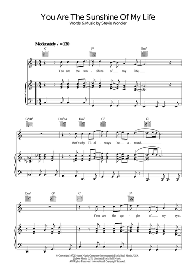 You Are The Sunshine Of My Life