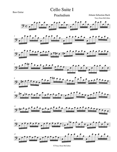 Bach Cello Suite No.1 Prelude For Bass Guitar