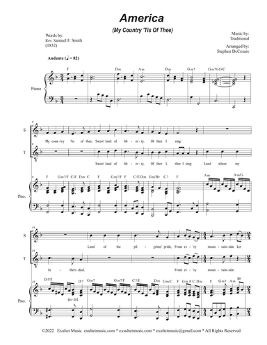 America (My Country, 'Tis of Thee) (Duet for Soprano and Tenor solo)