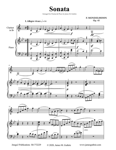 Mendelssohn: Sonata Op. 45 for Clarinet & Piano