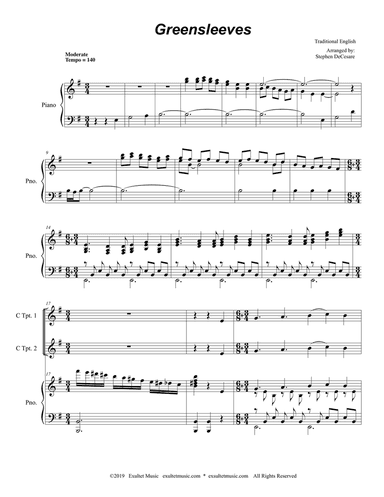 Greensleeves (for Brass Quartet and Piano - Alternate Version)