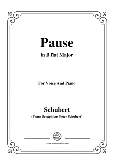 Schubert-Pause,from 'Die Schöne Müllerin',Op.25 No.12,in B flat Major,for Voice&Piano
