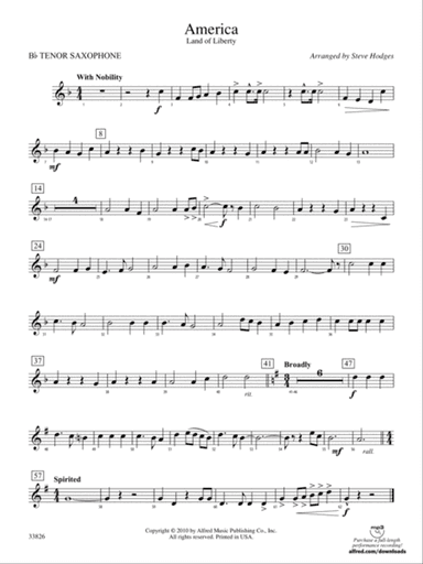 America - Land of Liberty: B-flat Tenor Saxophone