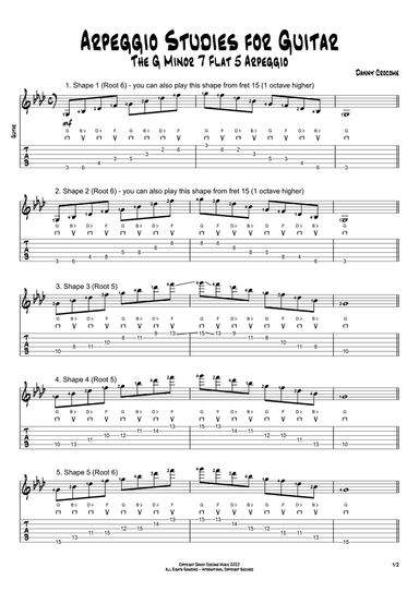 Arpeggio Studies for Guitar - The G Minor 7 Flat 5 Arpeggio