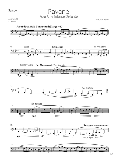 Pavane pour une Infante Défunte - Bassoon