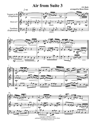 Air from Suite No. 3 for Brass Trio