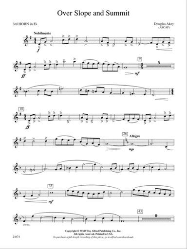 Over Slope and Summit: (wp) 3rd Horn in E-flat