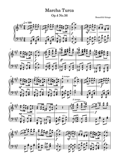 Marcha turca-Beautiful things Op.4 No.36