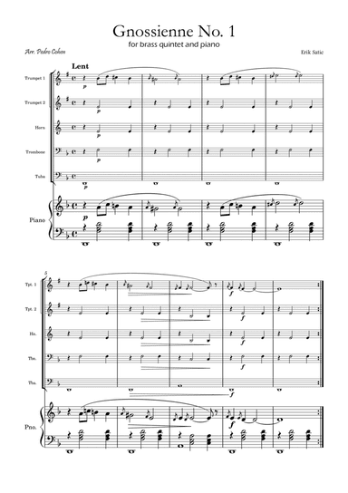 Gnossienne No. 1 – for Brass Quintet and Piano