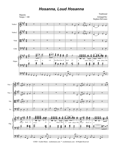 Hosanna, Loud Hosanna (String Quartet - Organ accompaniment)