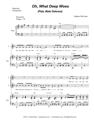 Oh, What Deep Woes (Pieta, Mater Dolorosa) (Duet for Soprano and Alto Solo)