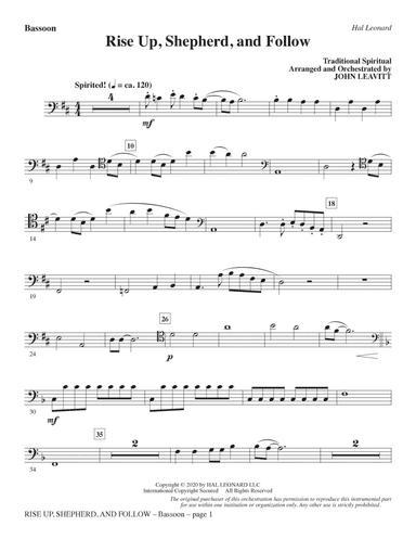 Rise Up, Shepherd, and Follow (arr. John Leavitt) - Bassoon