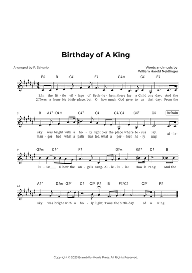 Birthday of A King (Key of F-Sharp Major)