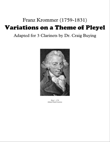 Krommer: Variations on Theme of Pleyel for Clarinet Trio