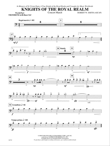 Knights of the Royal Realm (Concert March): (wp) Bb Trombone B.C. 1