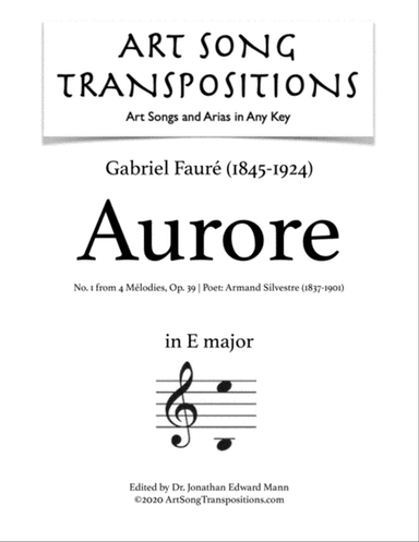 FAURÉ: Aurore, Op. 39 no. 1 (transposed to E major)