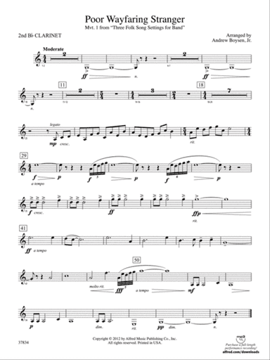Poor Wayfaring Stranger: 2nd B-flat Clarinet