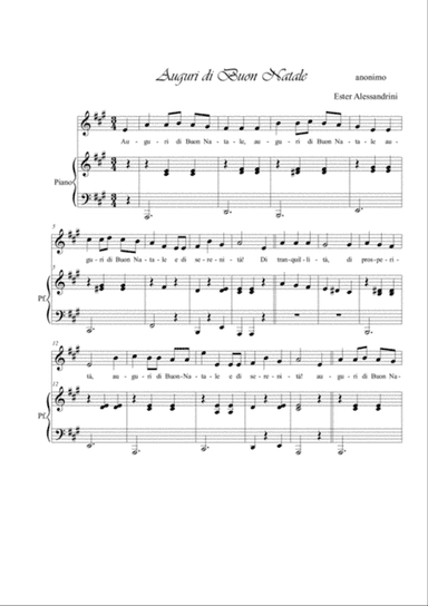Auguri di Buon Natale. Voce e piano