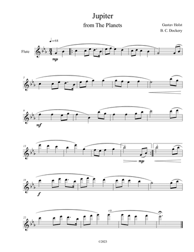 Jupiter (from The Planets) for Solo Flute