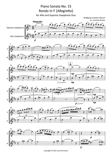 Rondo In F - Soprano and Alto Saxophone Duet