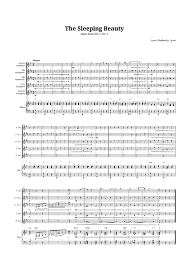 The Sleeping Beauty Waltz for Sax Quintet and Piano