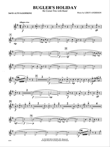 Bugler's Holiday (with Cornet Trio): 2nd E-flat Alto Saxophone