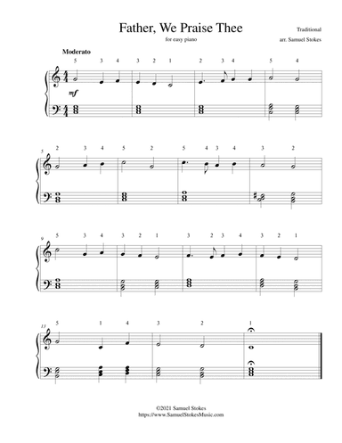 Father, We Praise Thee - for easy piano