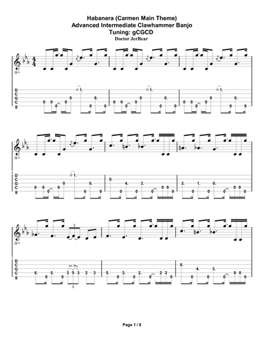 Doctor JerBear--Habanera (Carmen Main Theme)--Intermediate/Advanced Clawhammer Banjo