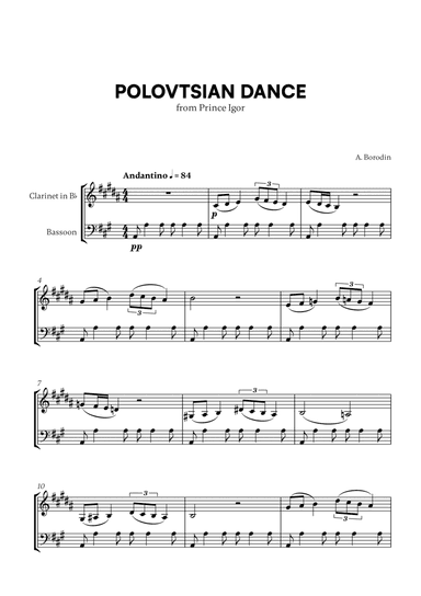 Polovtsian Dance (from Prince Igor) (for Clarinet and Bassoon)