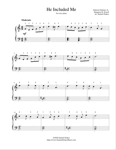 He Included Me - for easy piano