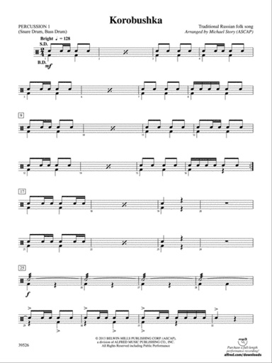 Korobushka: 1st Percussion