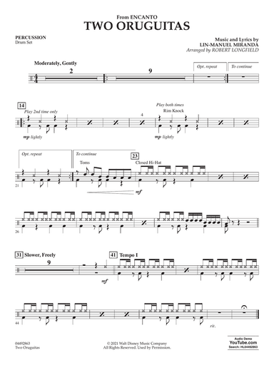 Two Oruguitas (from Encanto) (arr. Robert Longfield) - Percussion