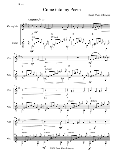 Come into my poem for cor anglais and guitar