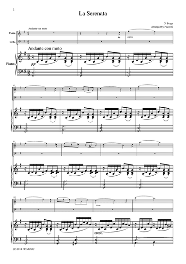 Braga La Serenata, for piano trio, PB401