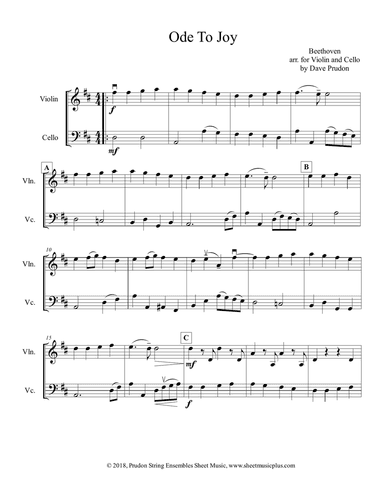 Ode To Joy for Violin and Cello