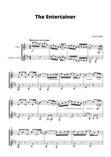 The Entertainer (for Flute and Clarinet)