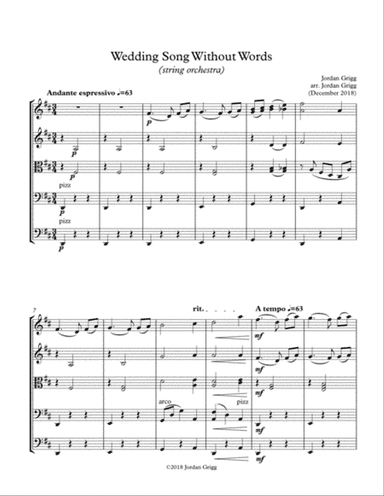 Wedding Song Without Words (string orchestra)