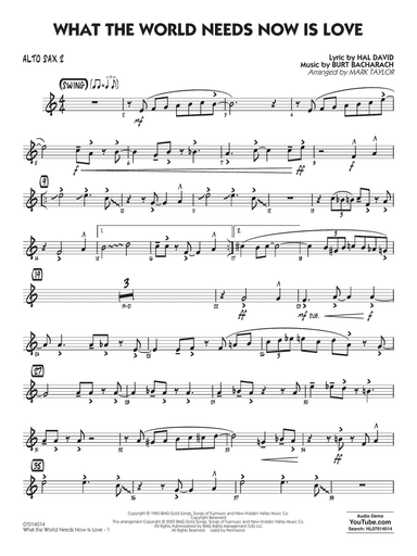 What The World Needs Now Is Love (arr. Mark Taylor) - Alto Sax 2