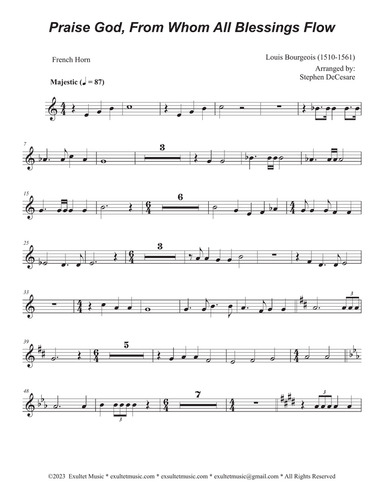 Praise God, From Whom All Blessings Flow (Accompaniment Package) (Brass Quartet) (Key of F)
