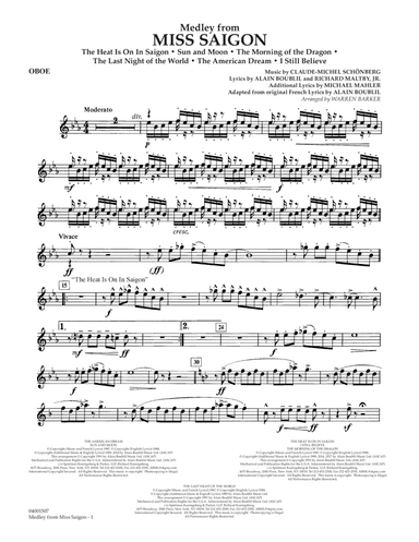 Medley from Miss Saigon (arr. Warren Barker) - Oboe
