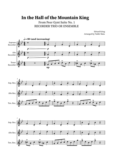 In The Hall Of The Mountain King - Recorder Trio