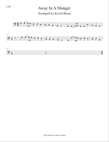 Away In A Manger (Easy key of C) Cello