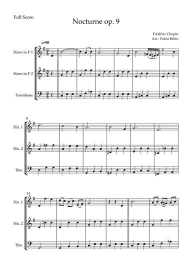 Nocturne Op.9 No. 2 (Frédéric Chopin) for Brass Trio