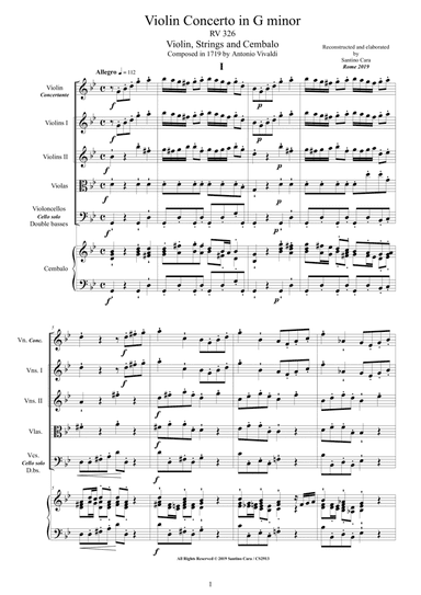Vivaldi - Violin Concerto in G minor RV 326 for Violin, Strings and Cembalo