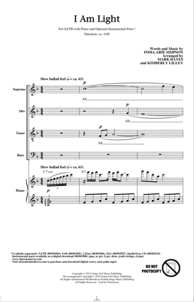 I Am Light (arr. Mark Hayes and Kimberly Lilley)