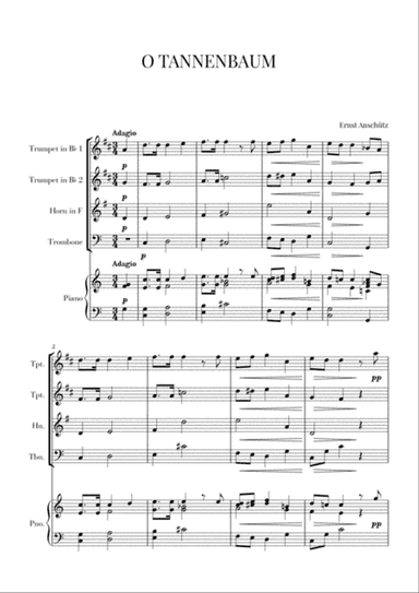 O Tannenbaum for Brass Quartet and Piano