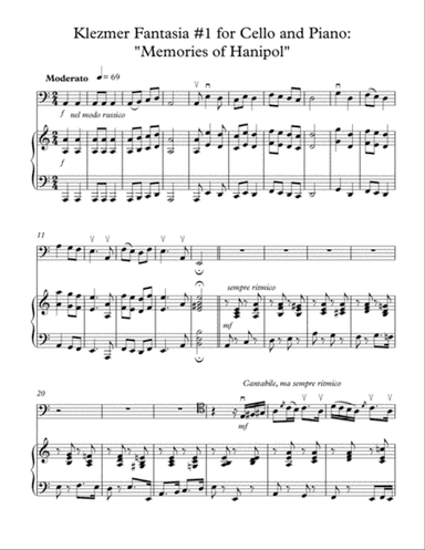 Klezmer Fantasia #1 for Cello and Piano: "Memories of Hanipol"